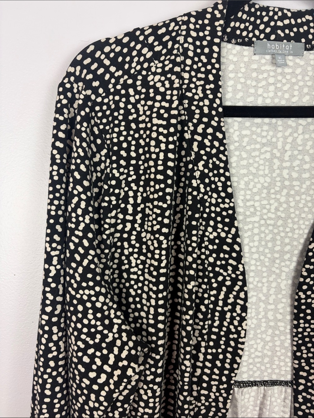 Habitat Women’s Open Front Cardigan XL Black White Dot Print Stretch Jacket - Picture 5 of 13